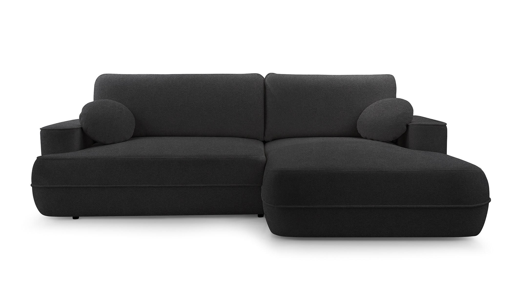 ECKSOFA FUGO Boucle Schwarz L - Rechts - Schwarz, Kunststoff/Textil (260/168cm) - Luxkor24