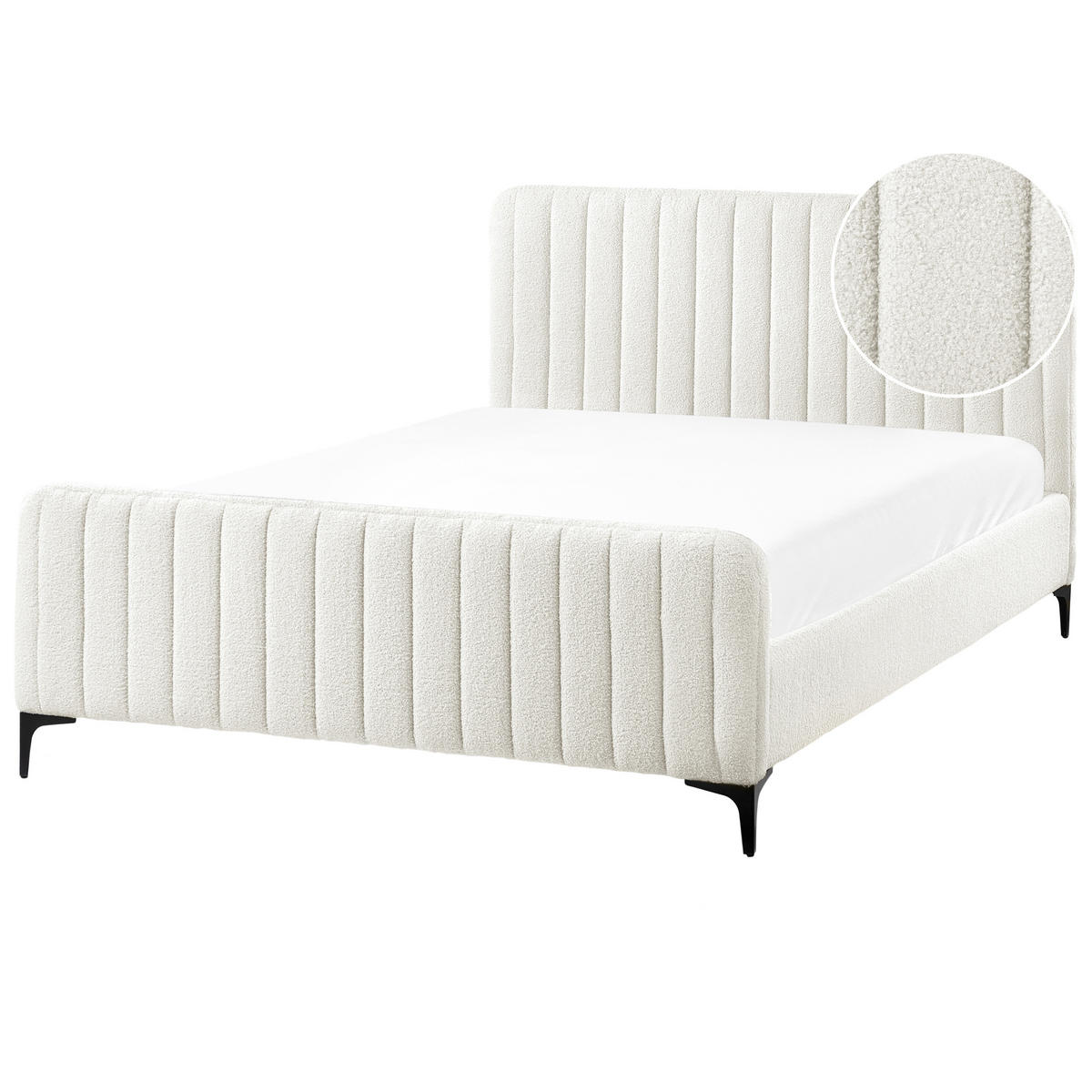 BETT mit Lattenrost 140/200 cm Cremeweiß Lunan - Schwarz/Weiß, Textil (140/200cm) - Beliani