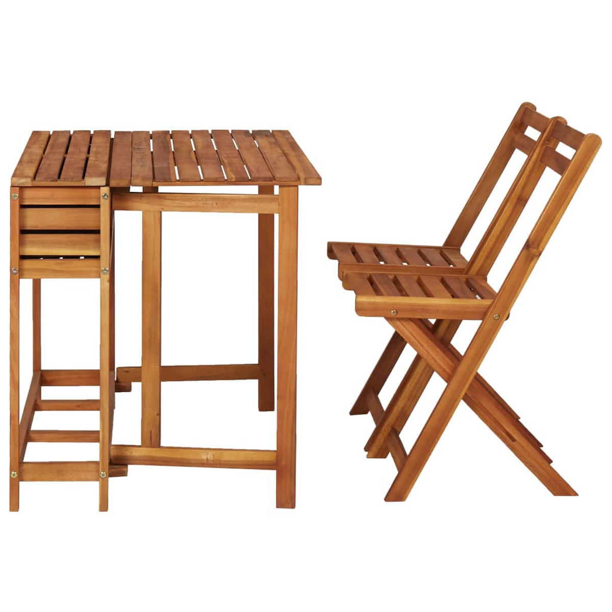GARTENTISCH mit Hochbeet und 2 Stühlen Massivholz Akazie - Braun, Holz (100/72/65.5cm) - furnicato
