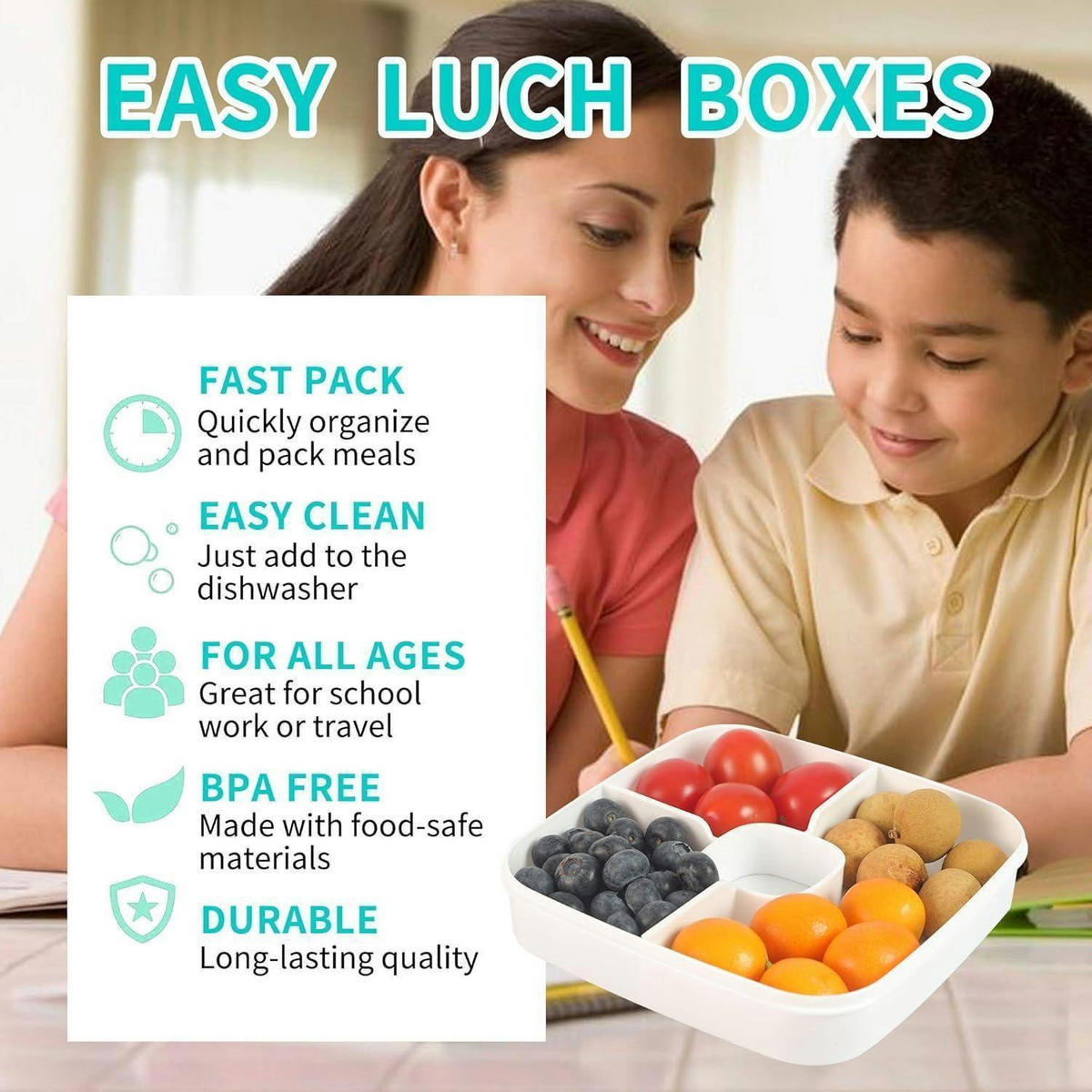 LUNCHBOX 1500 ml 3 Fächer Dunkelgrün - Grün, Kunststoff (17/9.6/17cm)