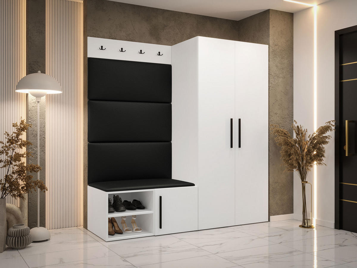 GARDEROBEN-SET Medi I - Schwarz/Weiß, Holzwerkstoff/Kunststoff (80/191/50cm) - MIRJAN24