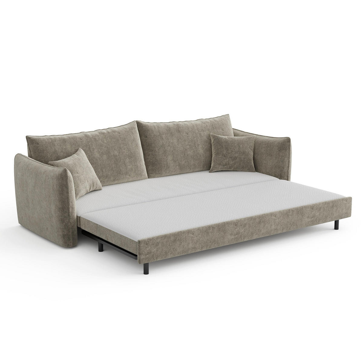 SCHLAFSOFA GERADE Texturierter Samt Taupe 213.5cm - Taupe, Textil (213.5/94/66cm) - Sia Home