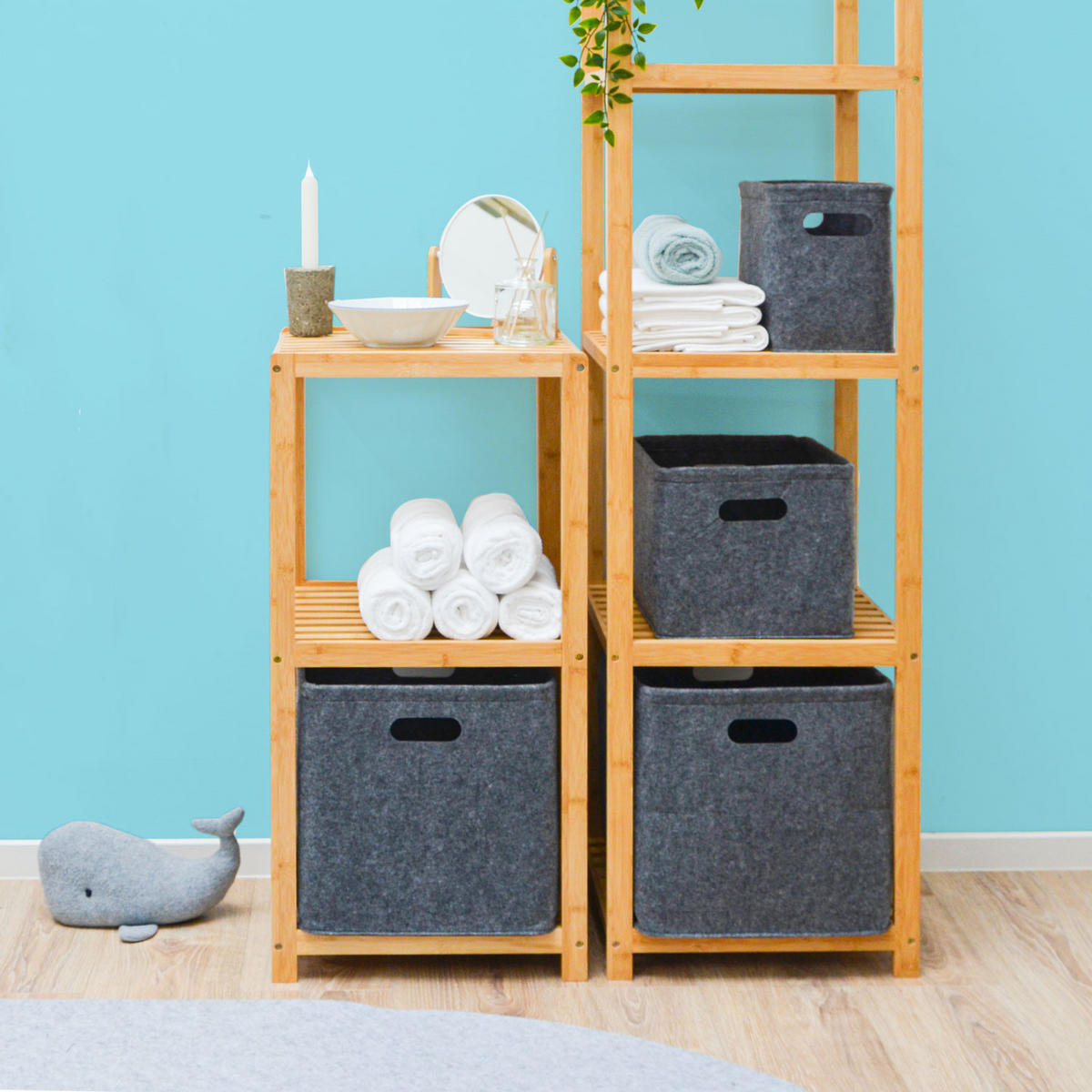 AUFBEWAHRUNGKORB FILZ 32/26 , grau - Grau, Kunststoff (23/32/26cm) - Dunedesign