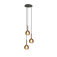 GALERIELEUCHTE Belluna 3-flammig Braun Ø 14cm - Braun, Glas (14/14/35cm) - s.luce