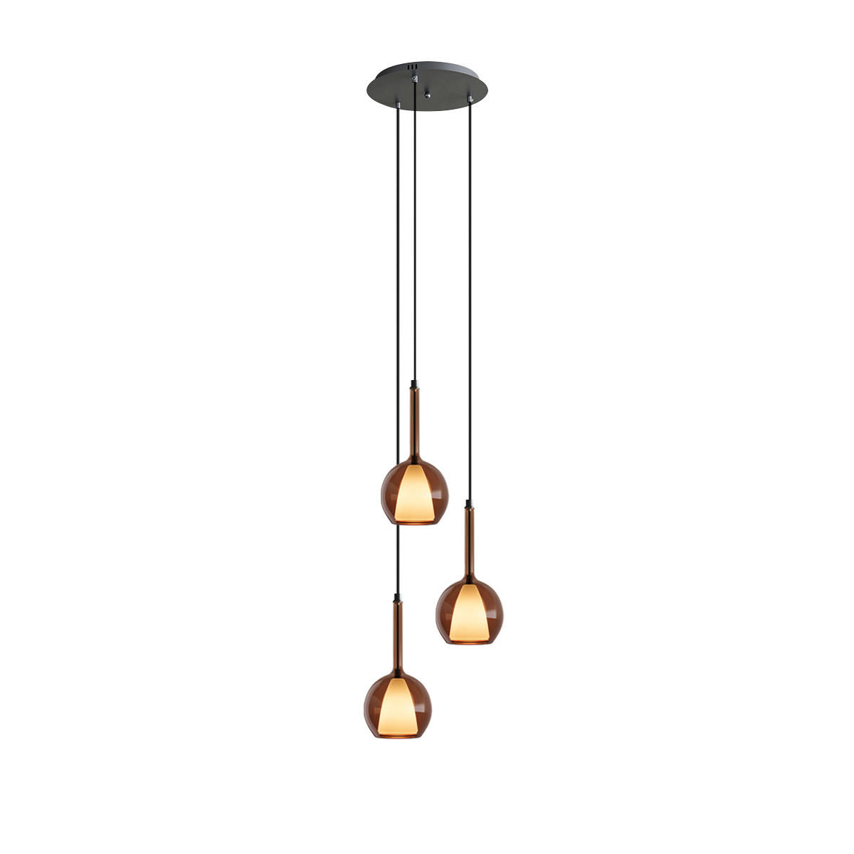 GALERIELEUCHTE Belluna 3-flammig Braun Ø 14cm - Braun, Glas (14/14/35cm) - s.luce