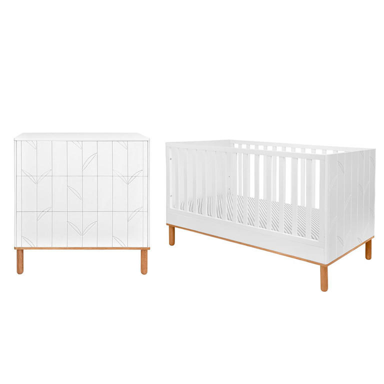 POKOJ PRO MIMINKO 2DÍLNÝ Bílá a dřevo - bílá, kompozitní dřevo (144/90/74cm) - Petits-meubles