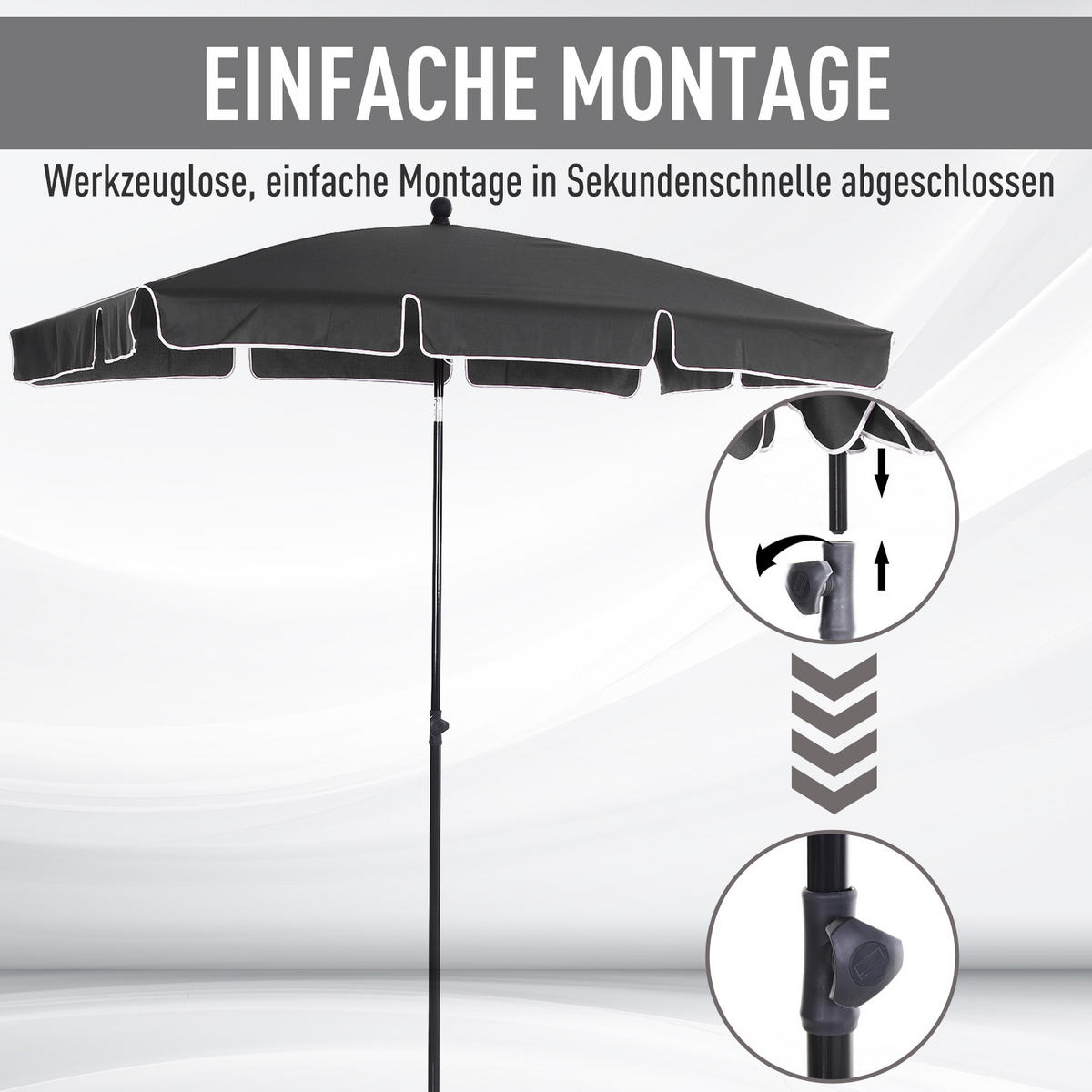 SONNENSCHIRM knickbar grau - Grau, Metall (198/130cm) - LEBENLANG