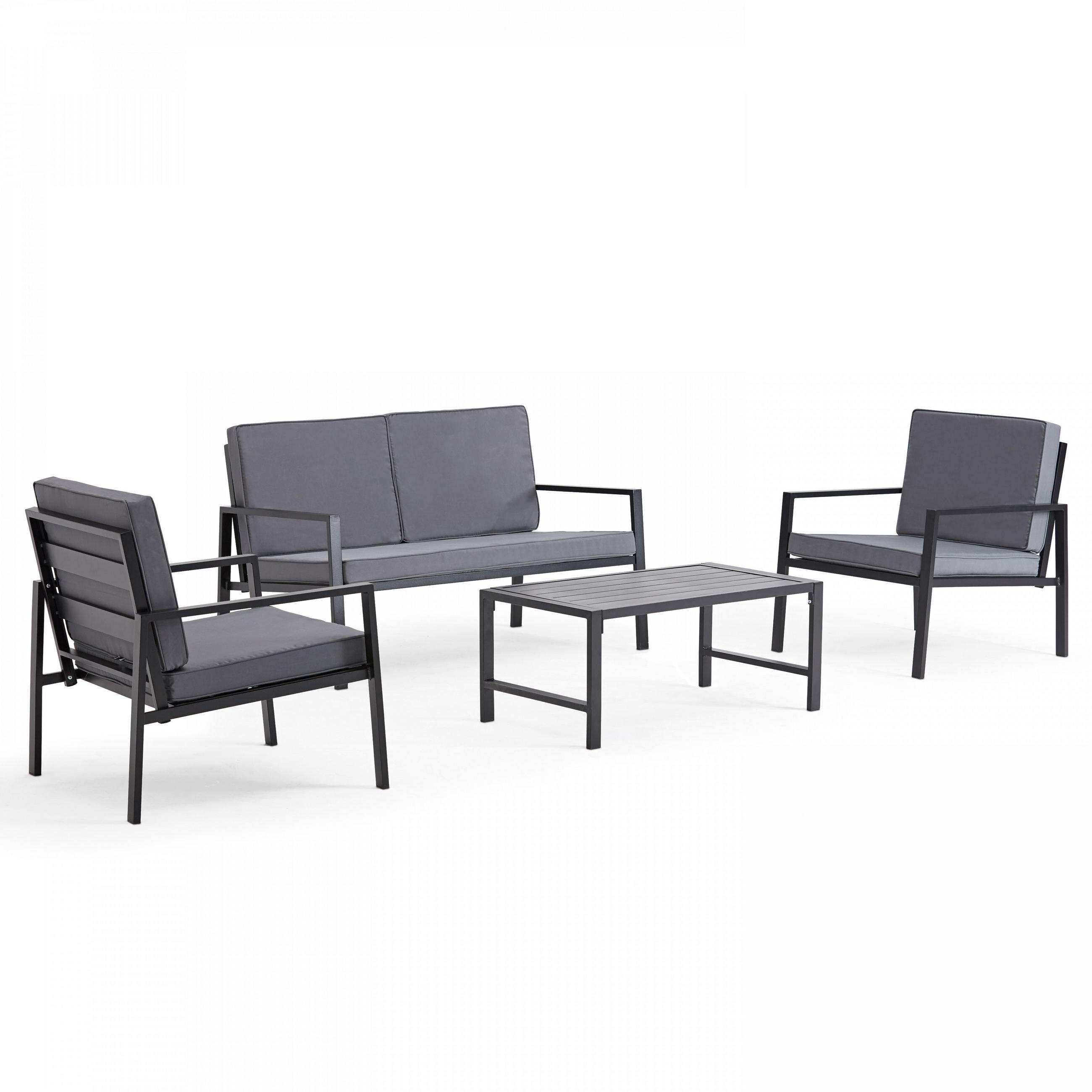 GARTENSET 4-tlg., Grau - Grau, Metall - Oviala