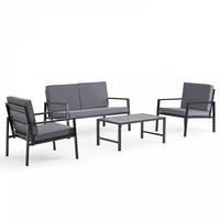 GARTENSET 4-tlg., Grau - Grau, Metall - Oviala