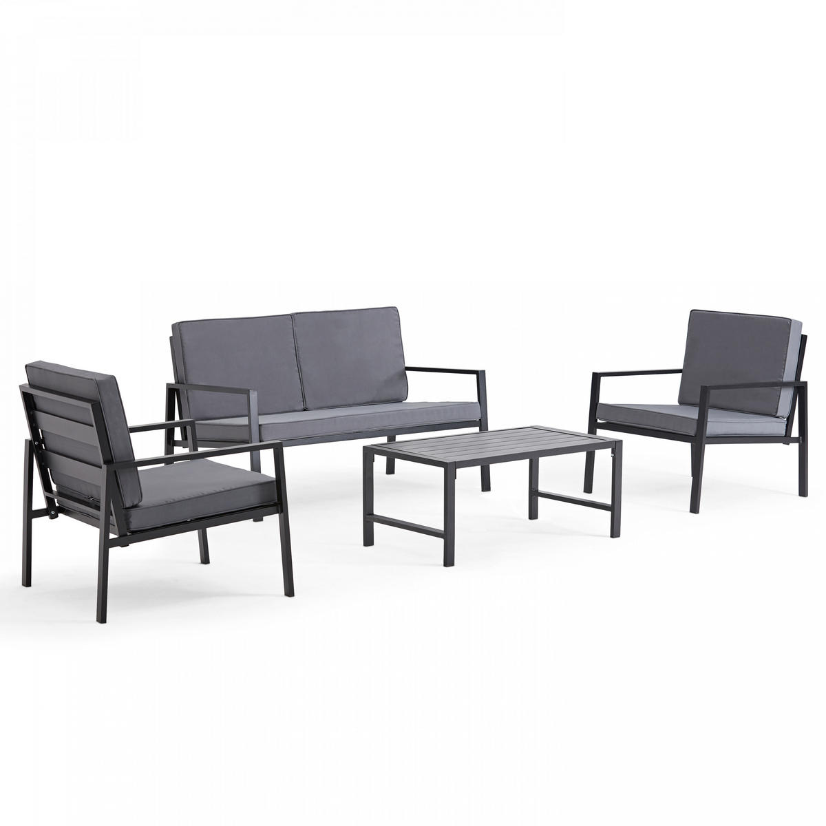 GARTENSET 4-tlg., Grau - Grau, Metall - Oviala