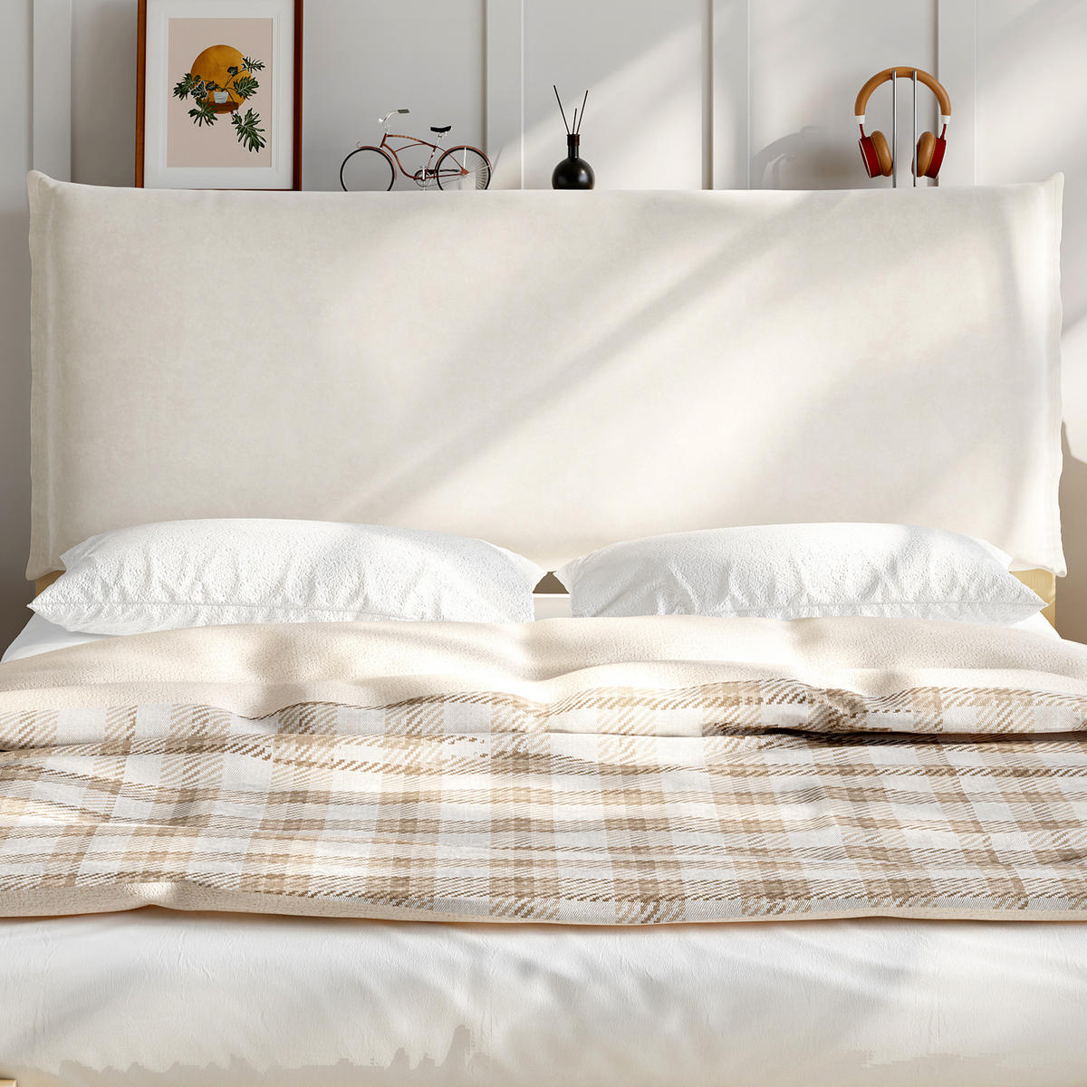 POLSTERBETT 140/200 cm in Natur Stoff - Naturfarben, Holzwerkstoff/Textil (140/200cm) - WISHDOR