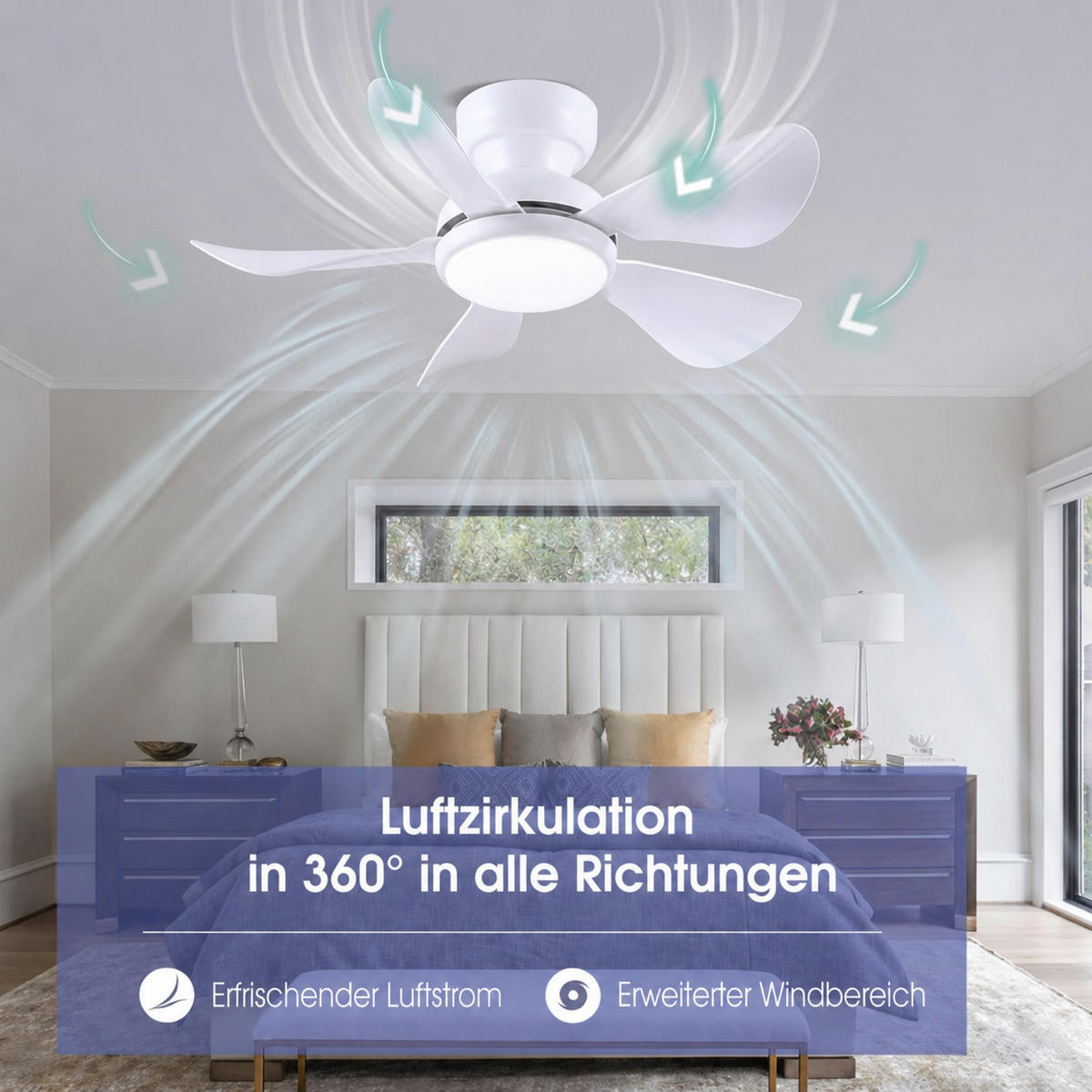 DECKENVENTILATOR Weiß 81 cm mit LED und leisem DC-Motor - Weiß, Kunststoff (81/81/24cm) - Surtime