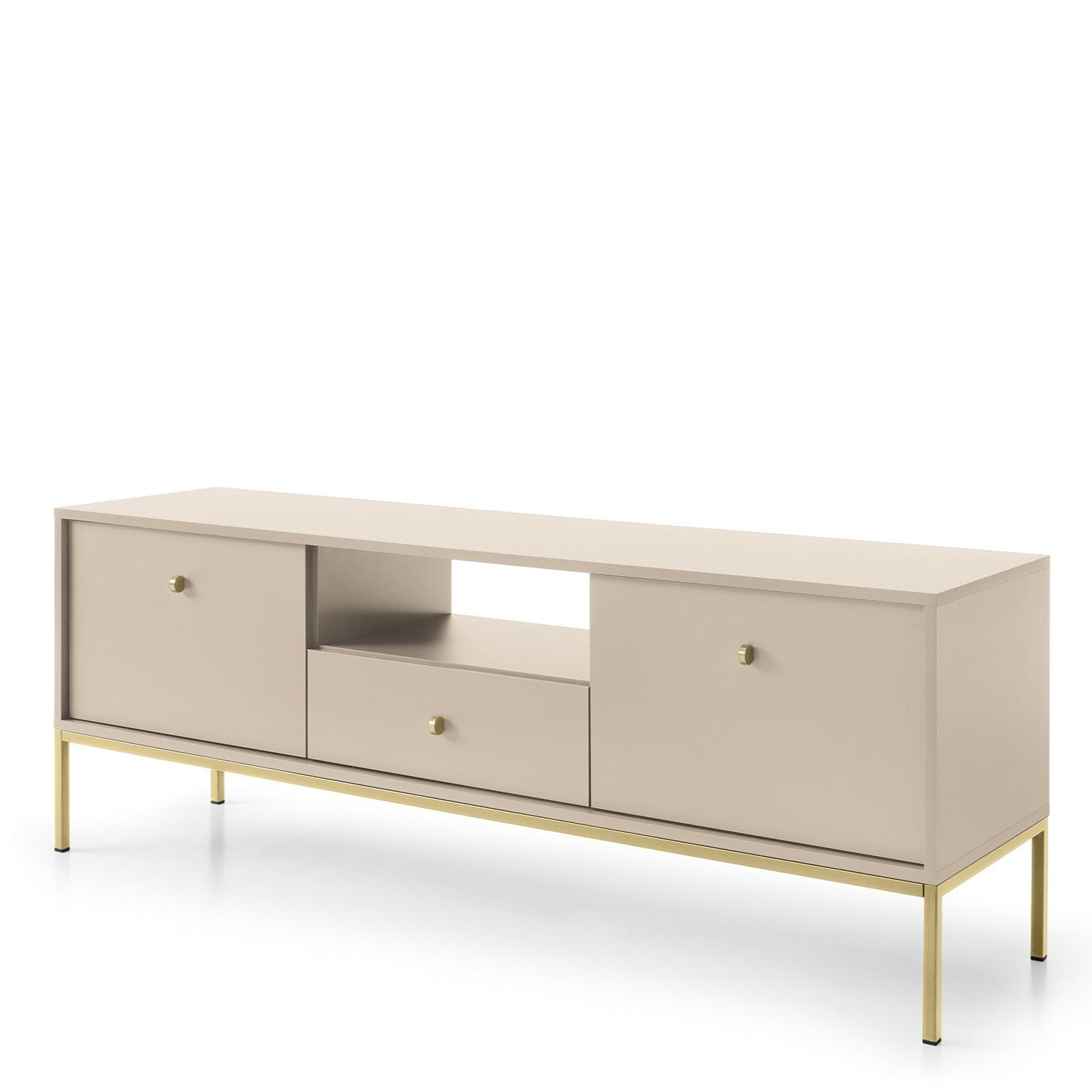 LOWBOARD MONDO 153,4x39x56,2 cm mit 1 Schubladen und 2 Türen Beige - Beige/Goldfarben, Holzwerkstoff (153.4/56.2/39cm) - MASSENO