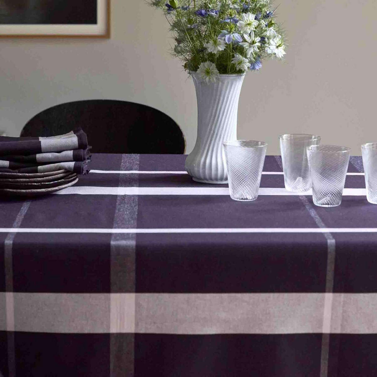 TISCHDECKE La nonna kaviar 160 x 250 cm - Schwarz, Textil (160/250cm)