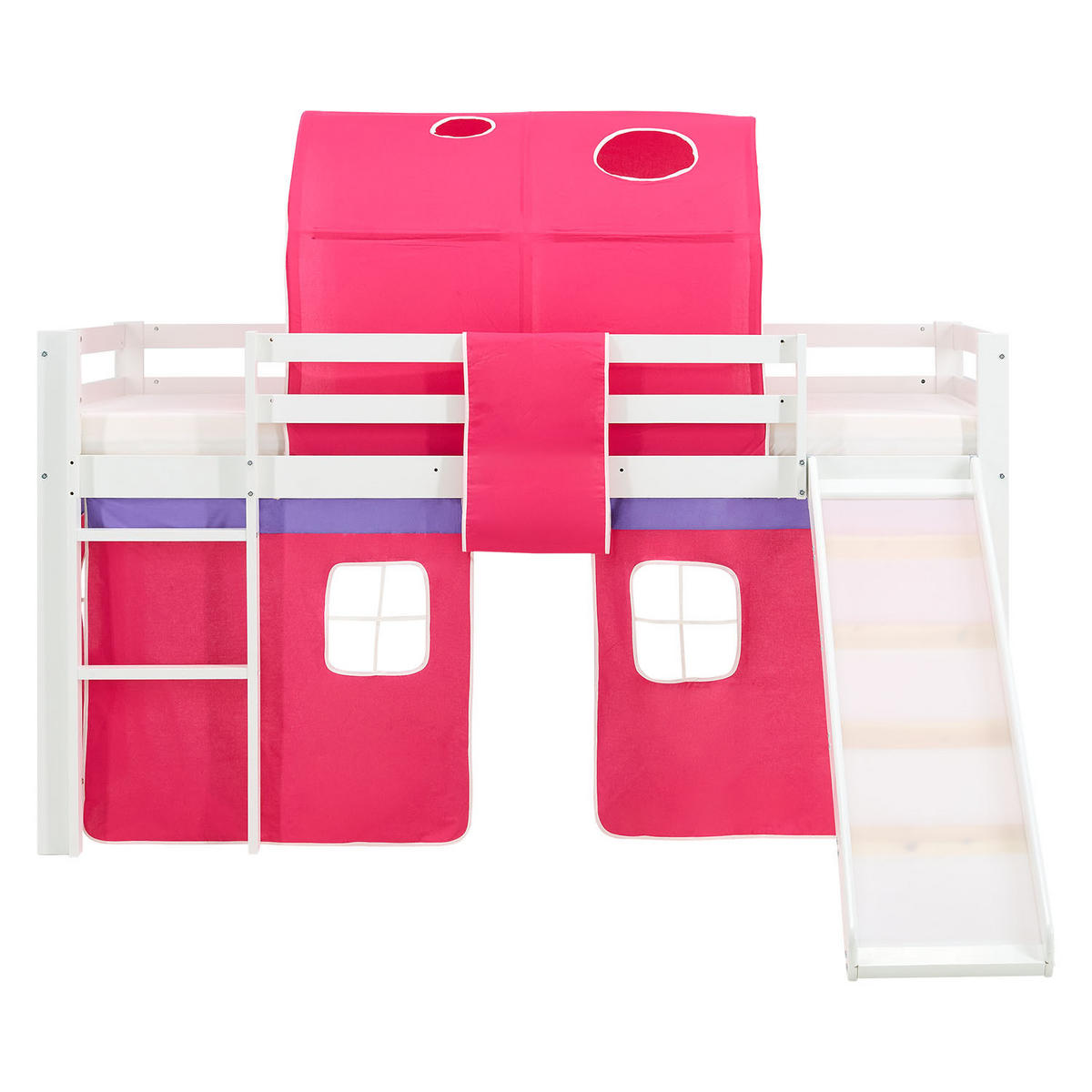 HOCHBETT mit Rutsche 90/200 cm Pink - Pink/Weiß, Holz (90/200cm) - Homestyle4u