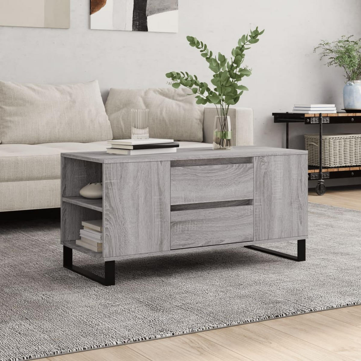 COUCHTISCH Grau Sonoma 102x44,5x50 cm Holzwerkstoff - Grau, Holzwerkstoff (102/44.5/50cm) - furnicato