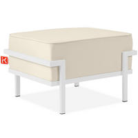 GARTENLOUNGE-HOCKER TRIGLO auf Metallfüßen, Modern, Weiß/Cremeweiß - Creme/Weiß, Textil/Metall (69/44/54cm) - KONSIMO®