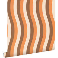 TAPETE wellenförmige Streifen 50 x 900 cm - Orange, Papier (50/900cm) - ESTAhome