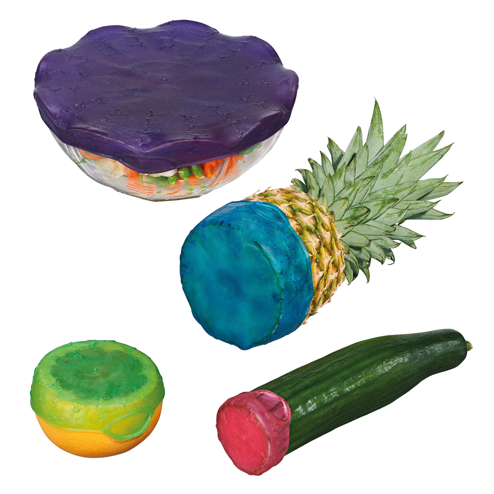 FRISCHHALTEDECKEL SET 4-TEILIG WIEDERVERWENDBAR - Multicolor, Kunststoff (18/2/18.3cm) - Stoneline