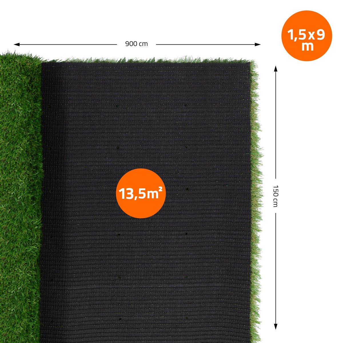 KUNSTRASEN-ROLLE 150x900 cm 13,5m² Grün 35mm aus Kunststoff - Grün, Kunststoff (150/900cm) - ECD-Germany