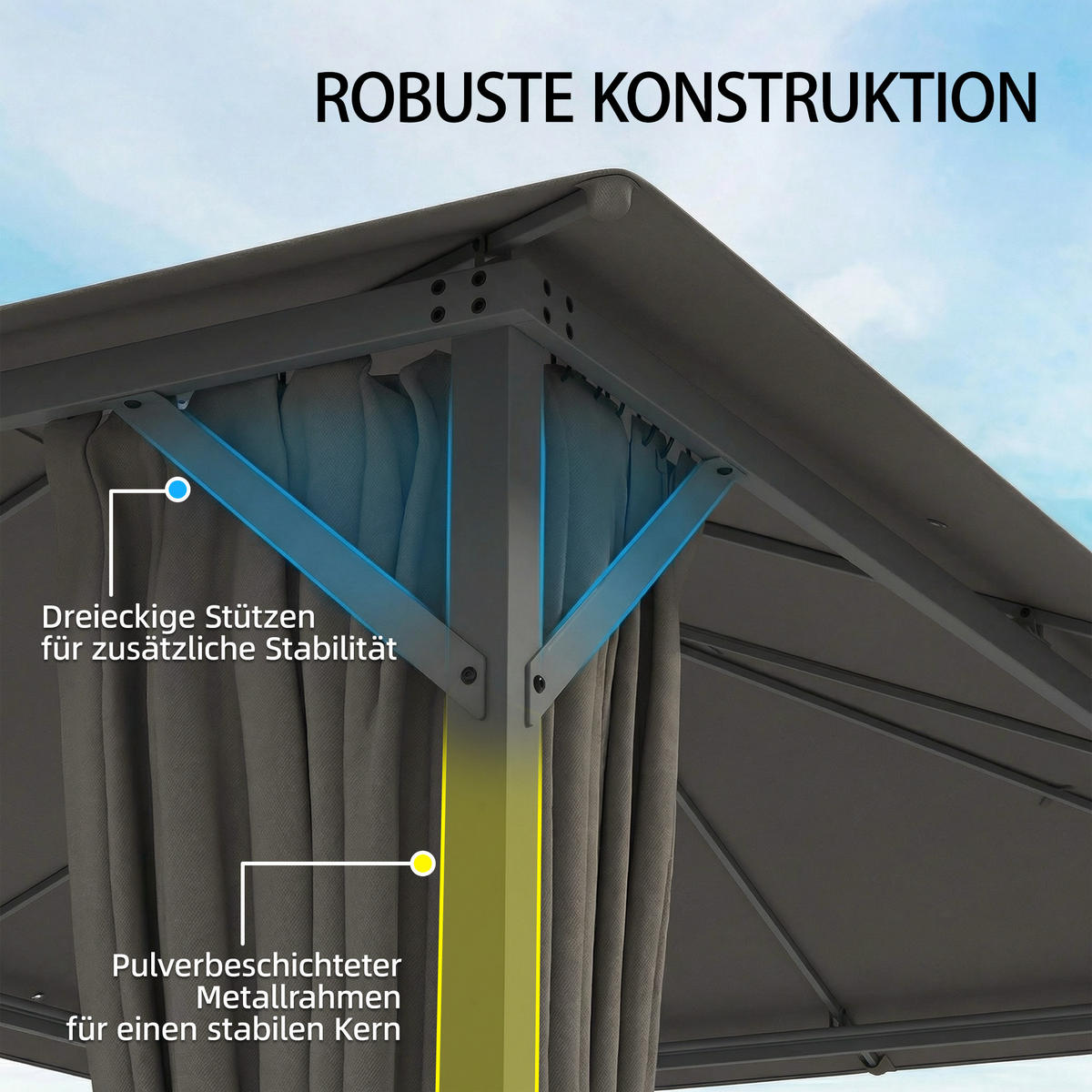 PAVILLON Metall Polyester Dunkelgrau - Dunkelgrau, Textil/Metall (294/255/394cm) - Outsunny
