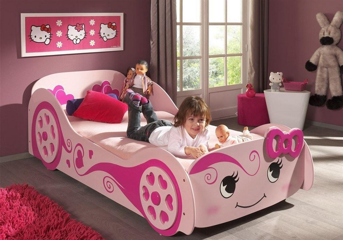 AUTOBETT Kalotina 213x68x101 aus MDF in Rosa - Rosa, Holzwerkstoff (90/200cm) - 58aufmkessel