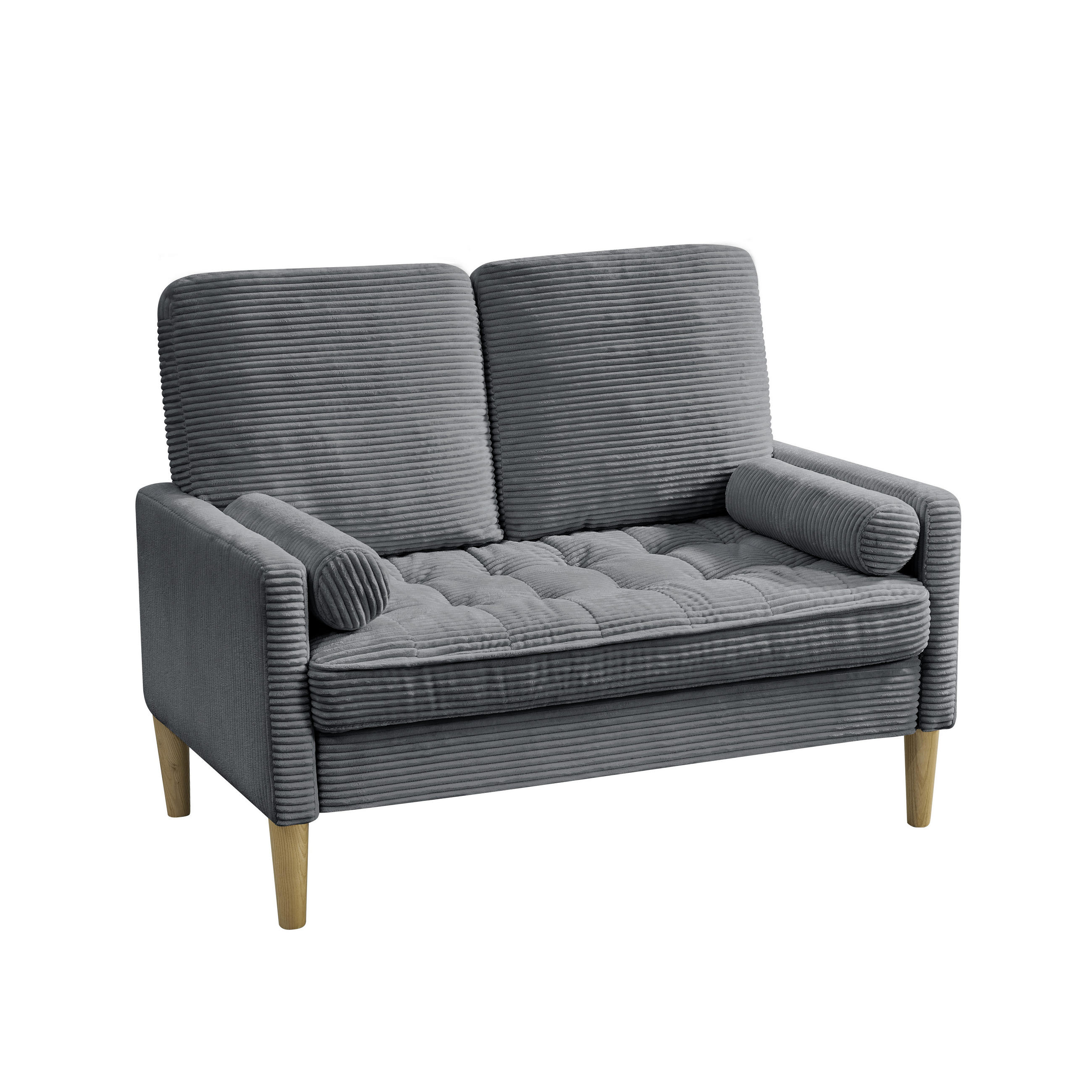 2-SITZER-SOFA DE-34684 mit Cordbezug Grau - Grau, Holzwerkstoff (76/87/121cm) - ComfortXL