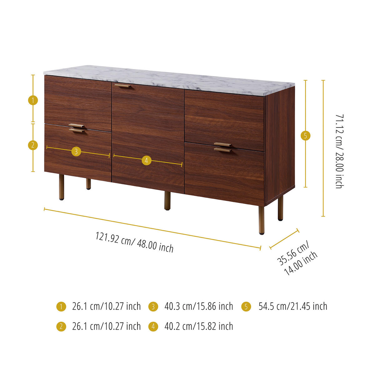SIDEBOARD Braun - Braun, Holzwerkstoff (35.6/71.1/71.1cm) - Teamson Home