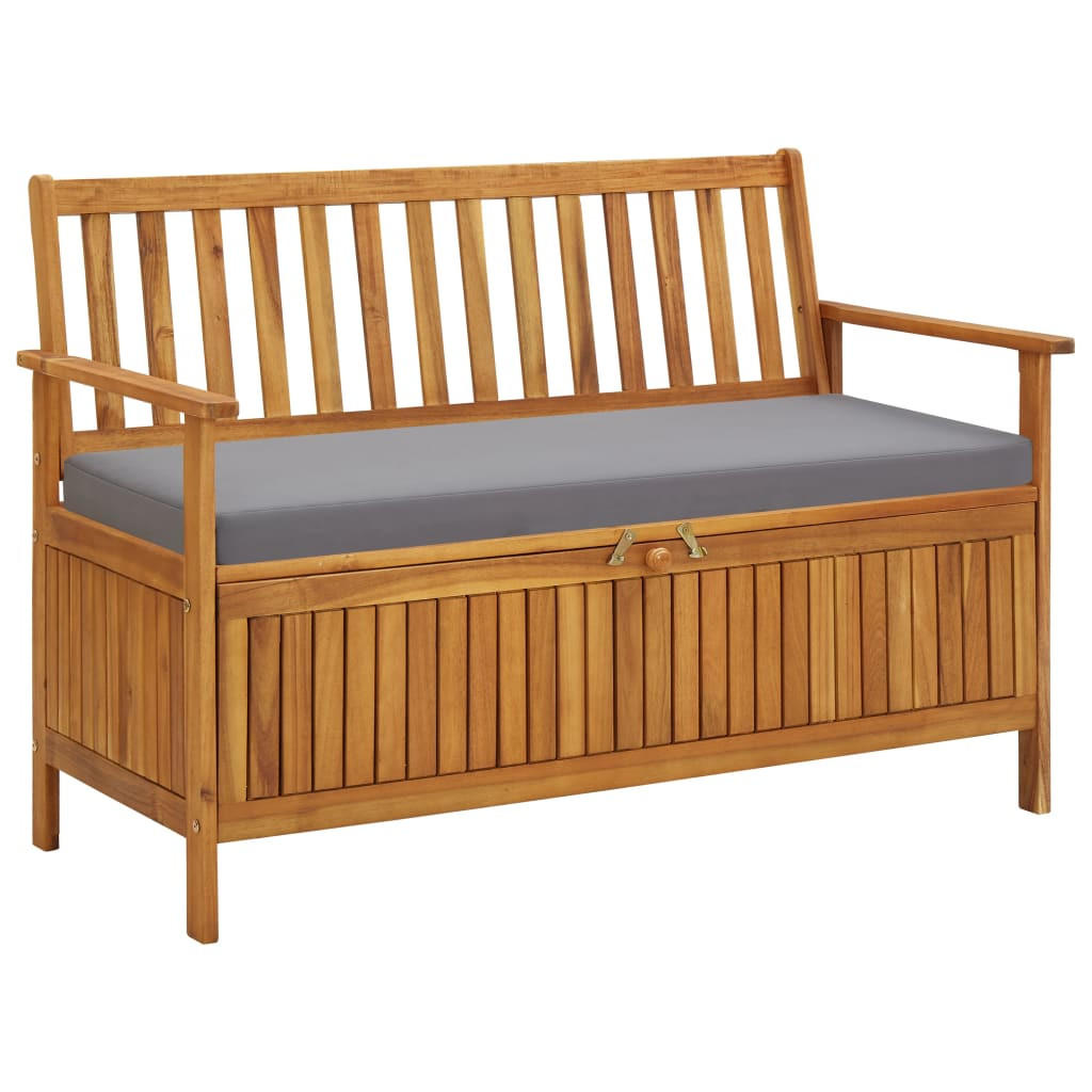 GARTENBANK mit Stauraum 120 cm Massivholz Akazie - Grau, Holz (120/84/63cm) - furnicato