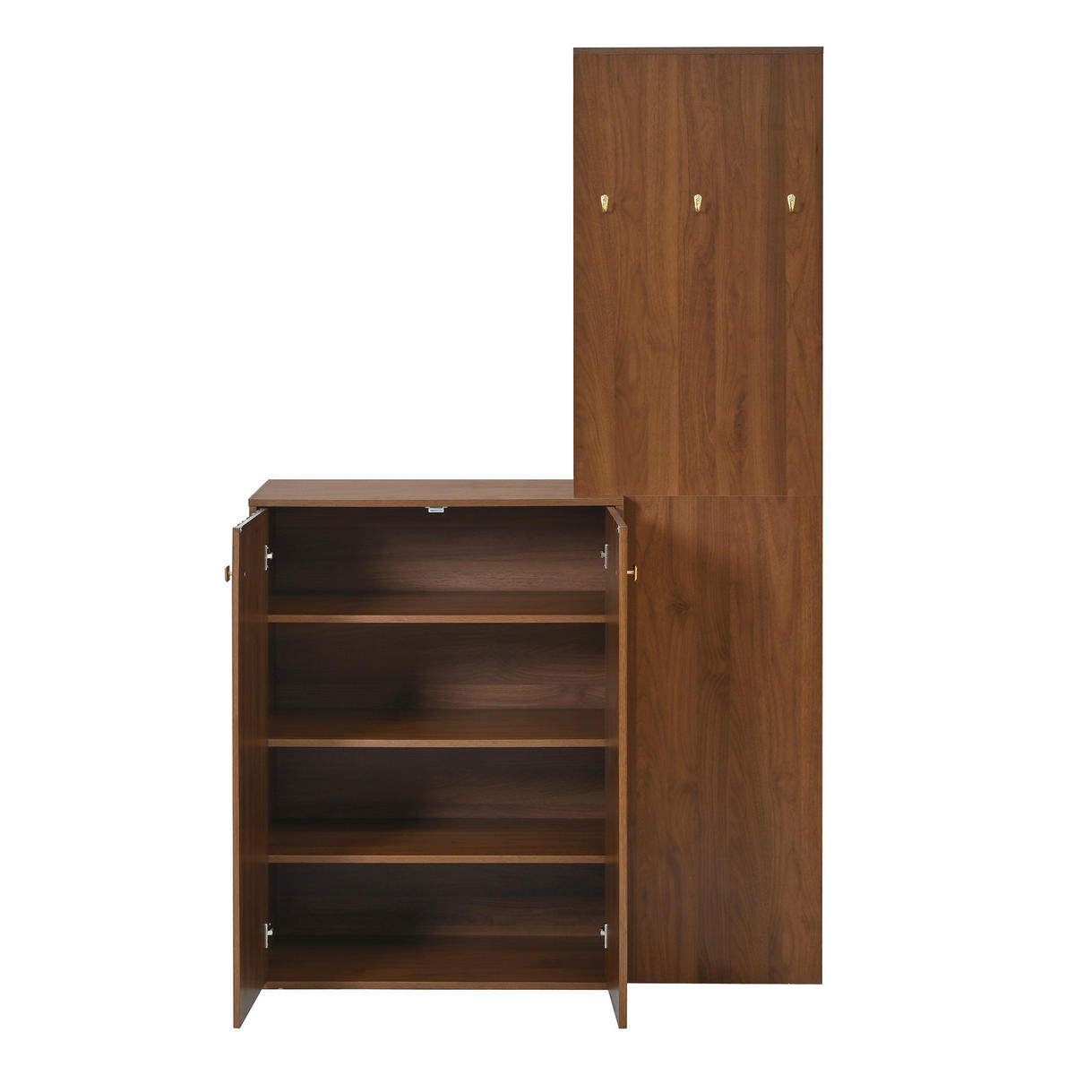 GARDEROBE 115/38,5/191,5 cm Nussbaum aus MDF mit Schuhschrank - Walnussfarben, Holzwerkstoff (115/191.5/38.5cm) - OKWISH