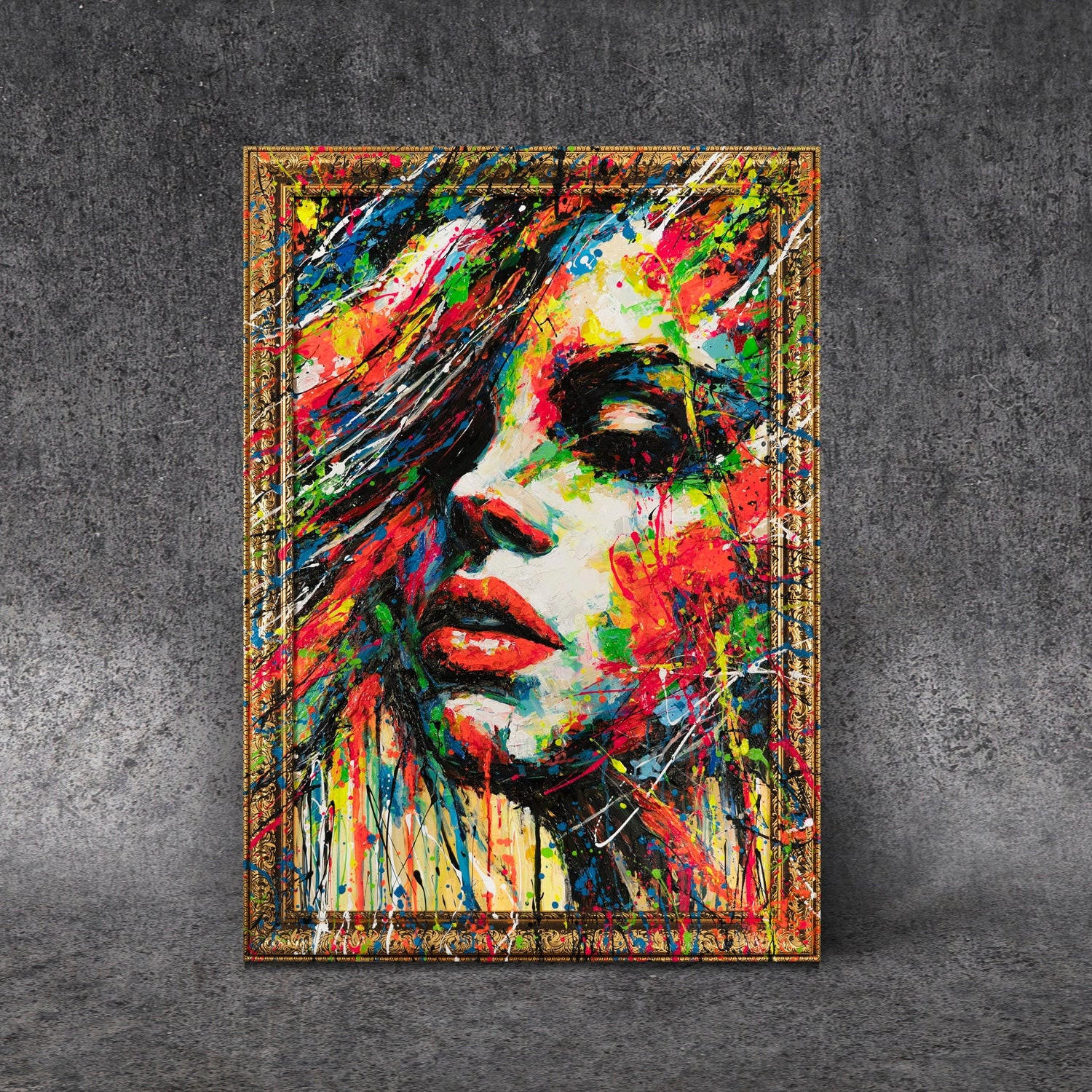 GEMÄLDE Farben der Leidenschaft Schattenfugenrahmen Gold 120x80 cm - Goldfarben, Holz (120/80cm) - YS-art gallery