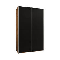 SCHWEBETÜRENSCHRANK 245,5/160/64 2-türig - Silberfarben/Schwarz, Holz/Metall (160/245/64cm) - Abiks Möbel