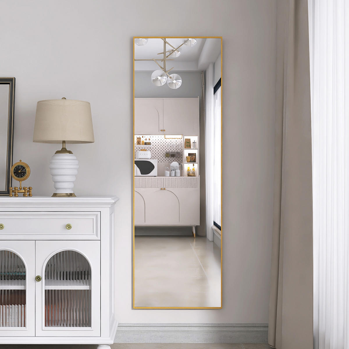 STANDSPIEGEL 165x60cm, Rechteckiger Spiegel, Goldener Metallrahmen - Goldfarben, Metall (60/165/165cm)