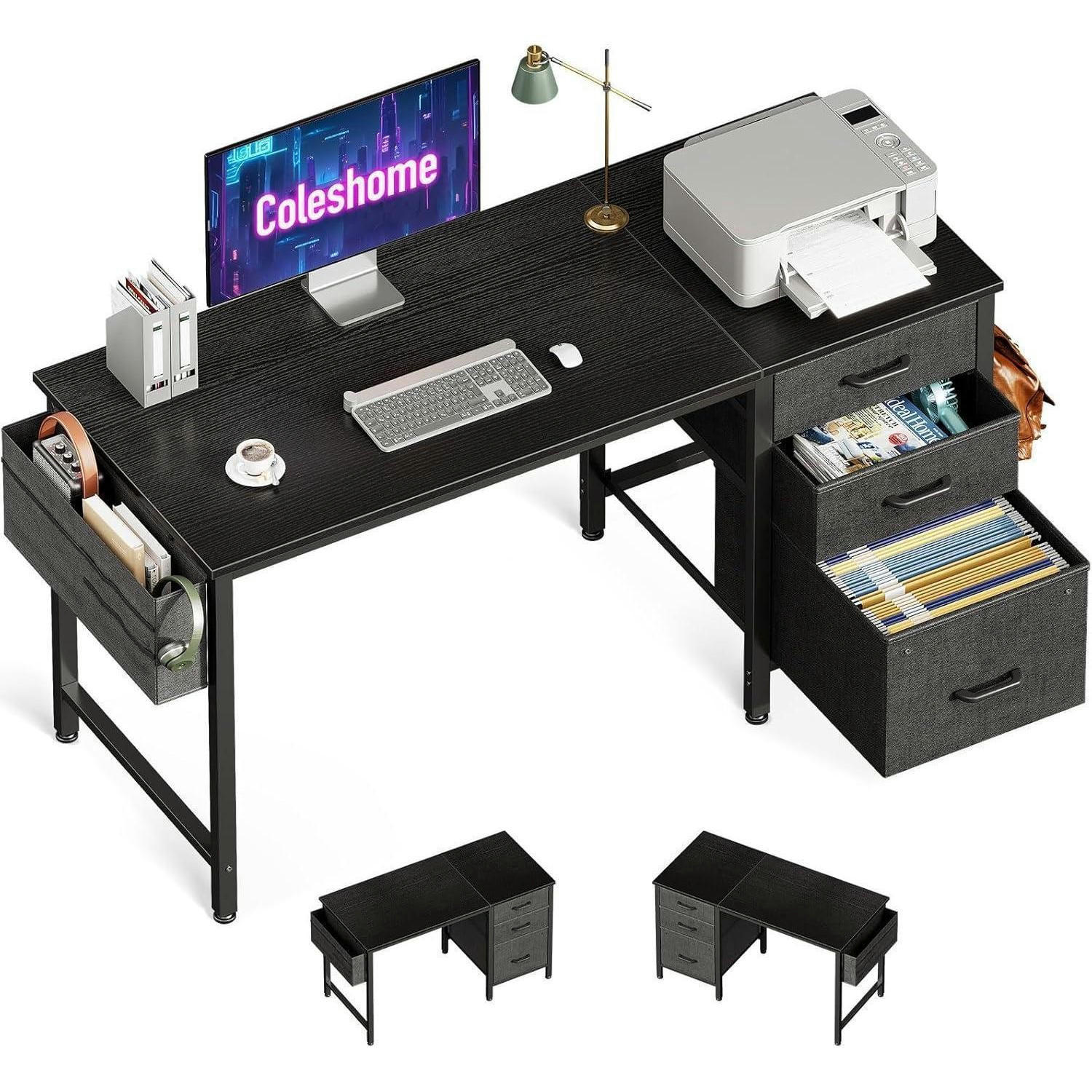 XXXLutz Schreibtisch Schwarz 48x75.7x120 cm