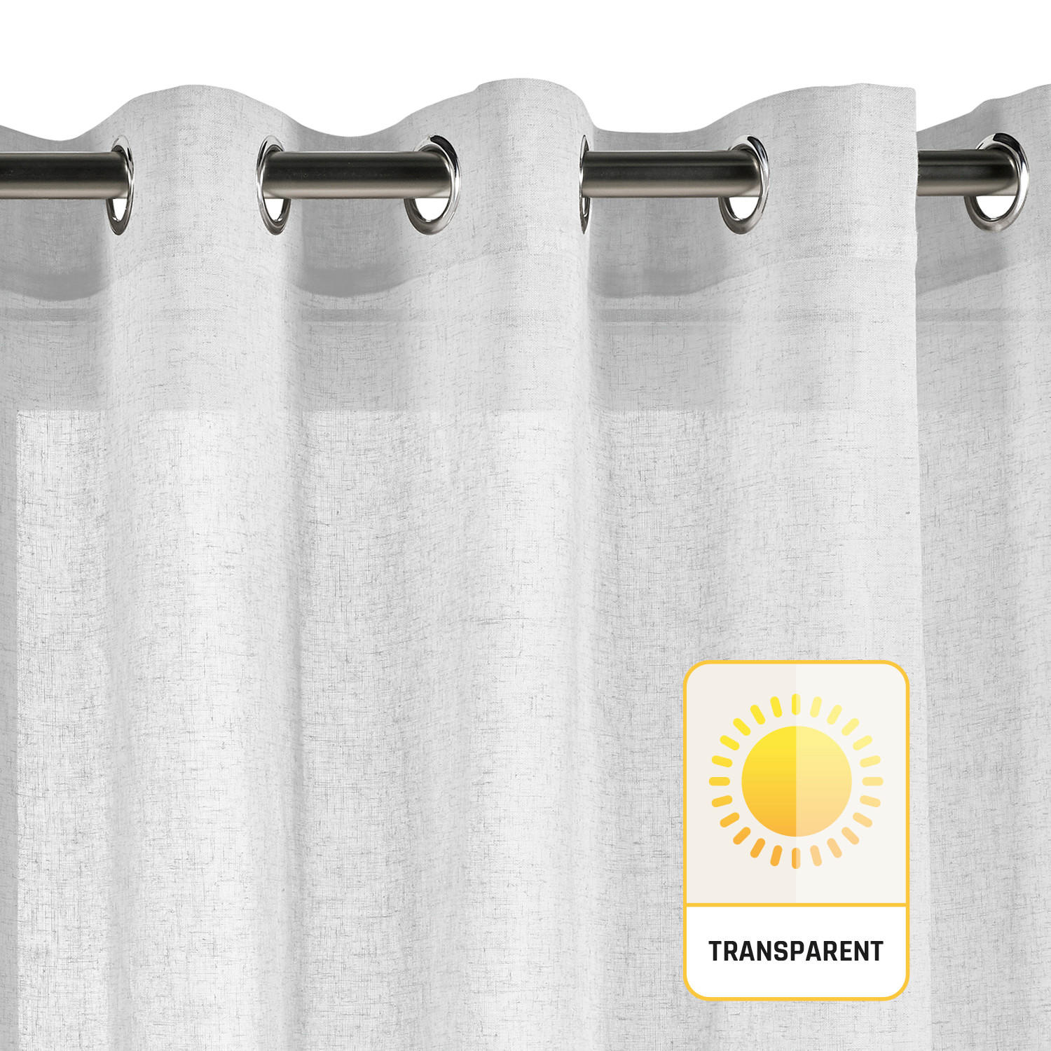 VORHANG MIT ÖSEN – lichtdurchlässig Weiß, 280X300 - Weiß, Kunststoff (280/300cm) - STORESDECO