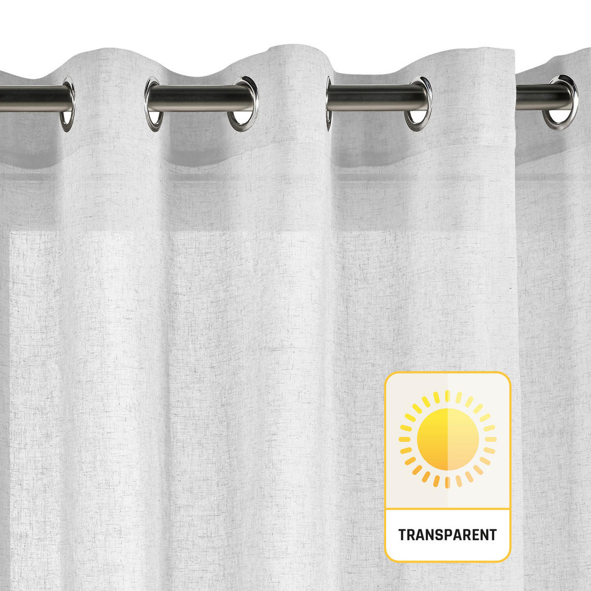 VORHANG MIT ÖSEN – lichtdurchlässig Weiß, 280X300 - Weiß, Kunststoff (280/300cm) - STORESDECO