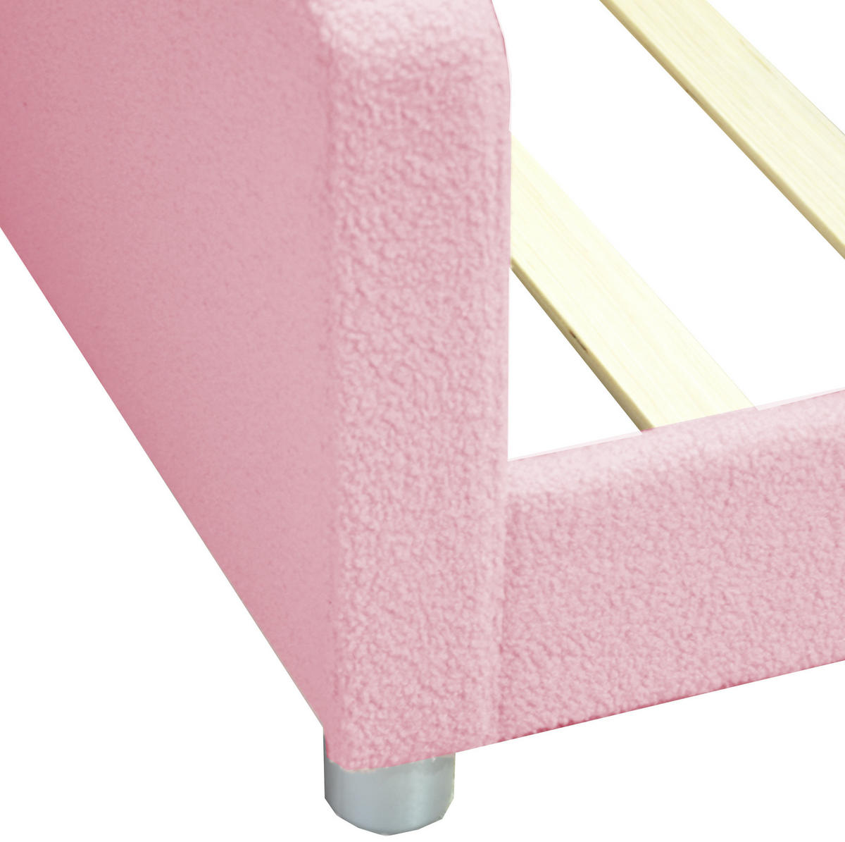 KINDERBETT 90/200 cm aus Teddystoff mit Rückenlehne und Armlehnen Rosa - Rosa, Textil (90/200cm) - Modenvie