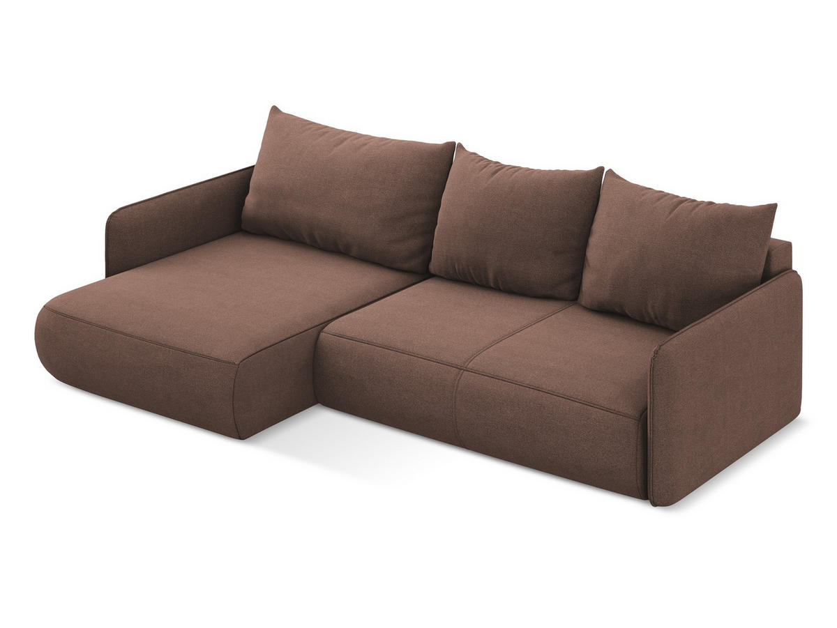 ECKSOFA mit Schlaffunktion Strukturstoff Stoff Pink - Pink/Hellrosa, Kunststoff/Textil (148/240cm) - Makamii