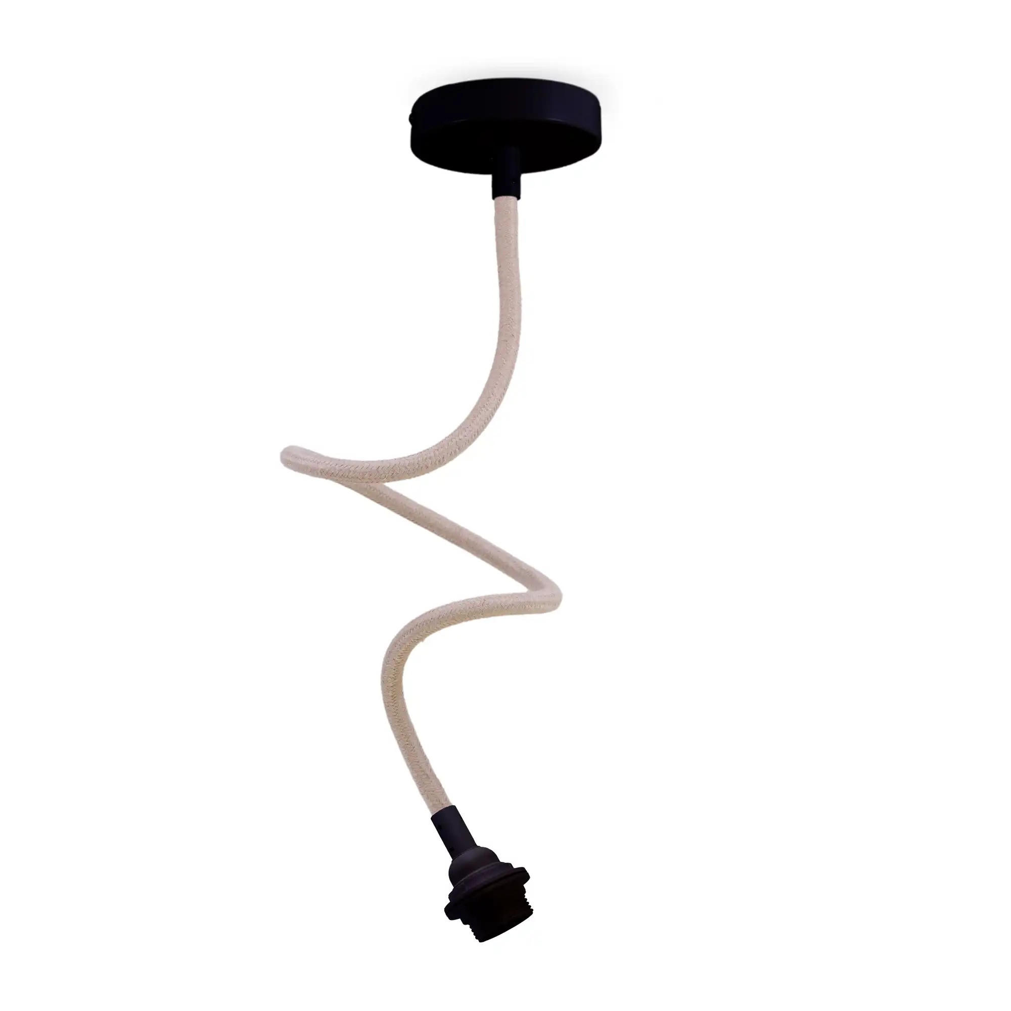 PENDELLEUCHTE TWIST 1 Flammig - Beige/Schwarz, Naturmaterialien (90/12/90cm) - HOOPZI