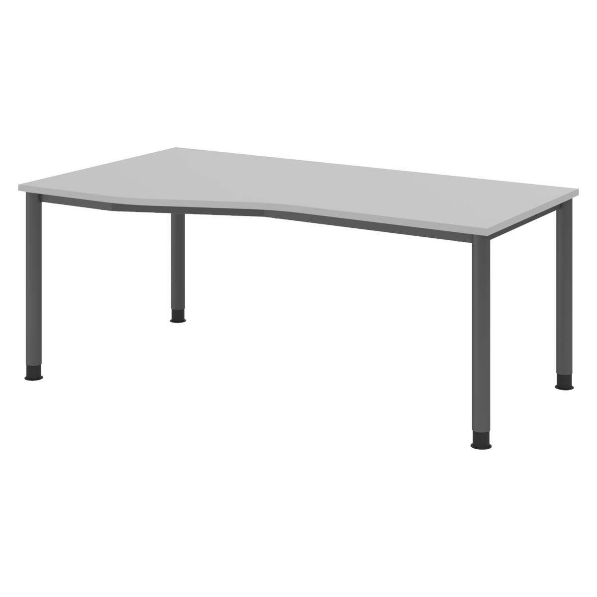 SCHREIBTISCH Serie-H Gestell: Graphit 100/180/74 cm in Grau - Grau, Holzwerkstoff (100/180/74cm) - bümö