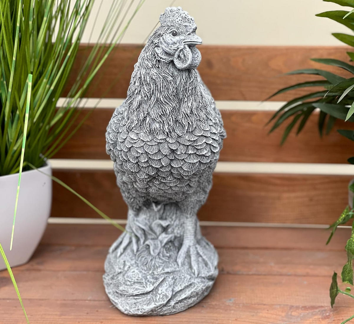 STEINFIGUR Huhn Gallina, frostfest, Steinguss - Grau, Stein (21/31/13cm)