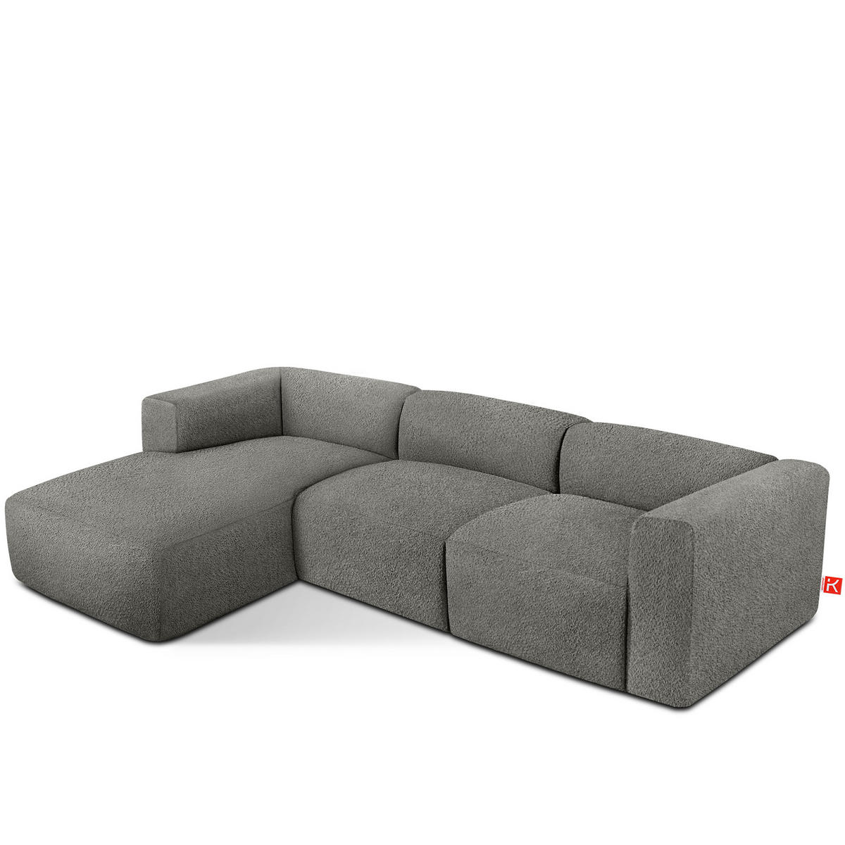 ECKSOFA LINKS BUFFO, Stahlgrau - Grau, Holz/Holzwerkstoff (285/176cm) - KONSIMO®