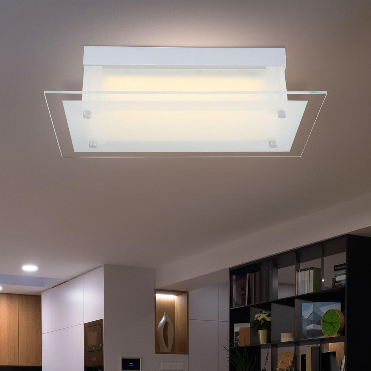 LED DECKENLEUCHTE Metall Glas Klar - Klar, Glas/Metall (36/19/10.5cm) - Globo Lighting