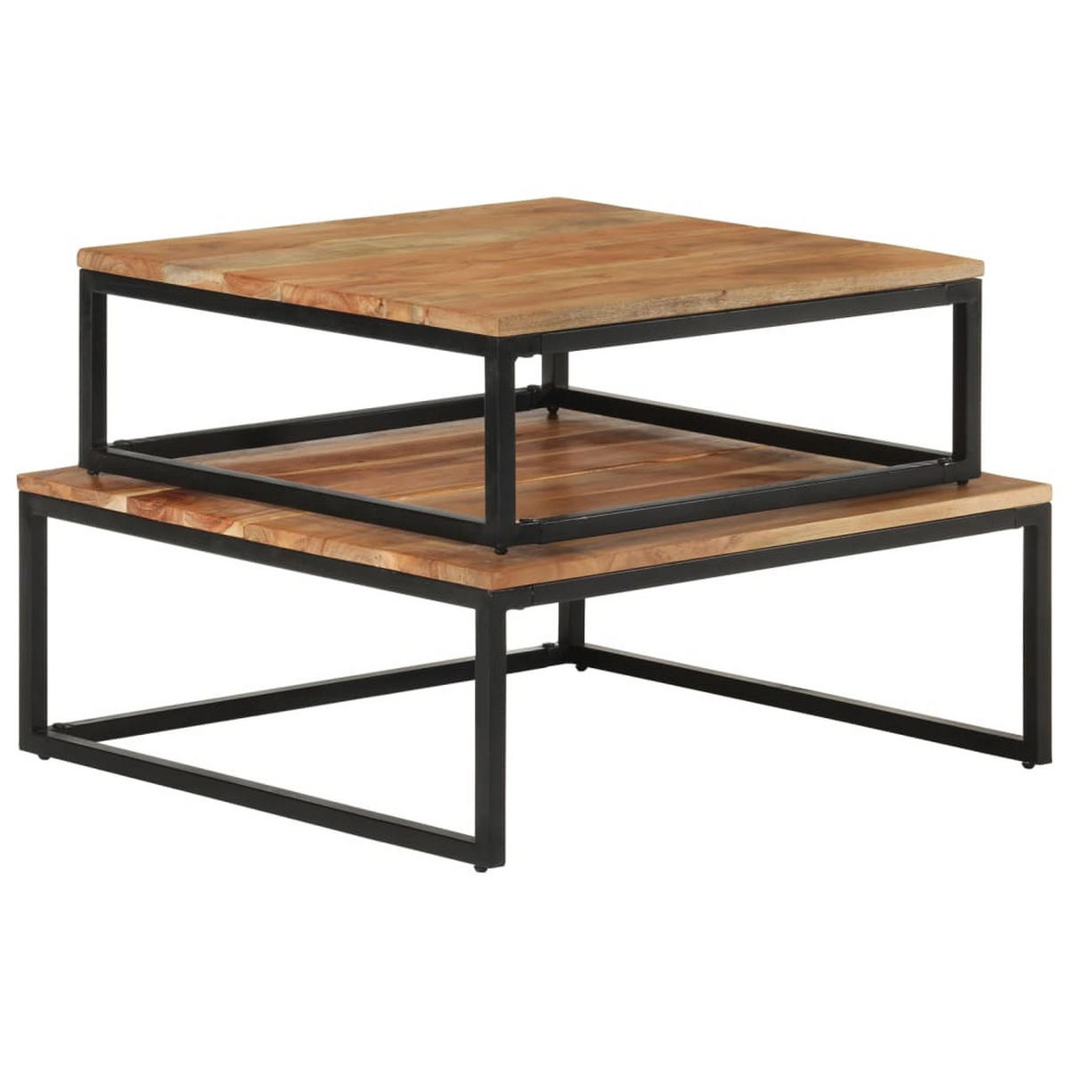 SATZTISCHE 2 Stk. Massivholz Akazie - Braun, Holz (60/70/68cm) - furnicato