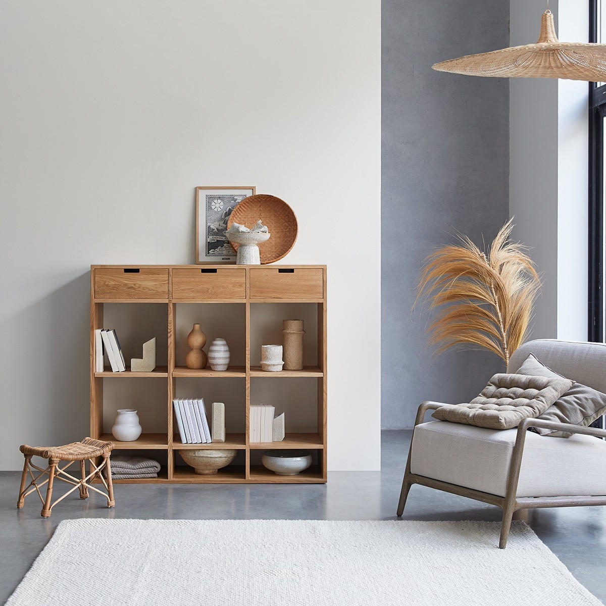 BÜCHERREGAL Miho Natur aus Eiche - Naturfarben, Holz (120/110/40cm) - Tikamoon