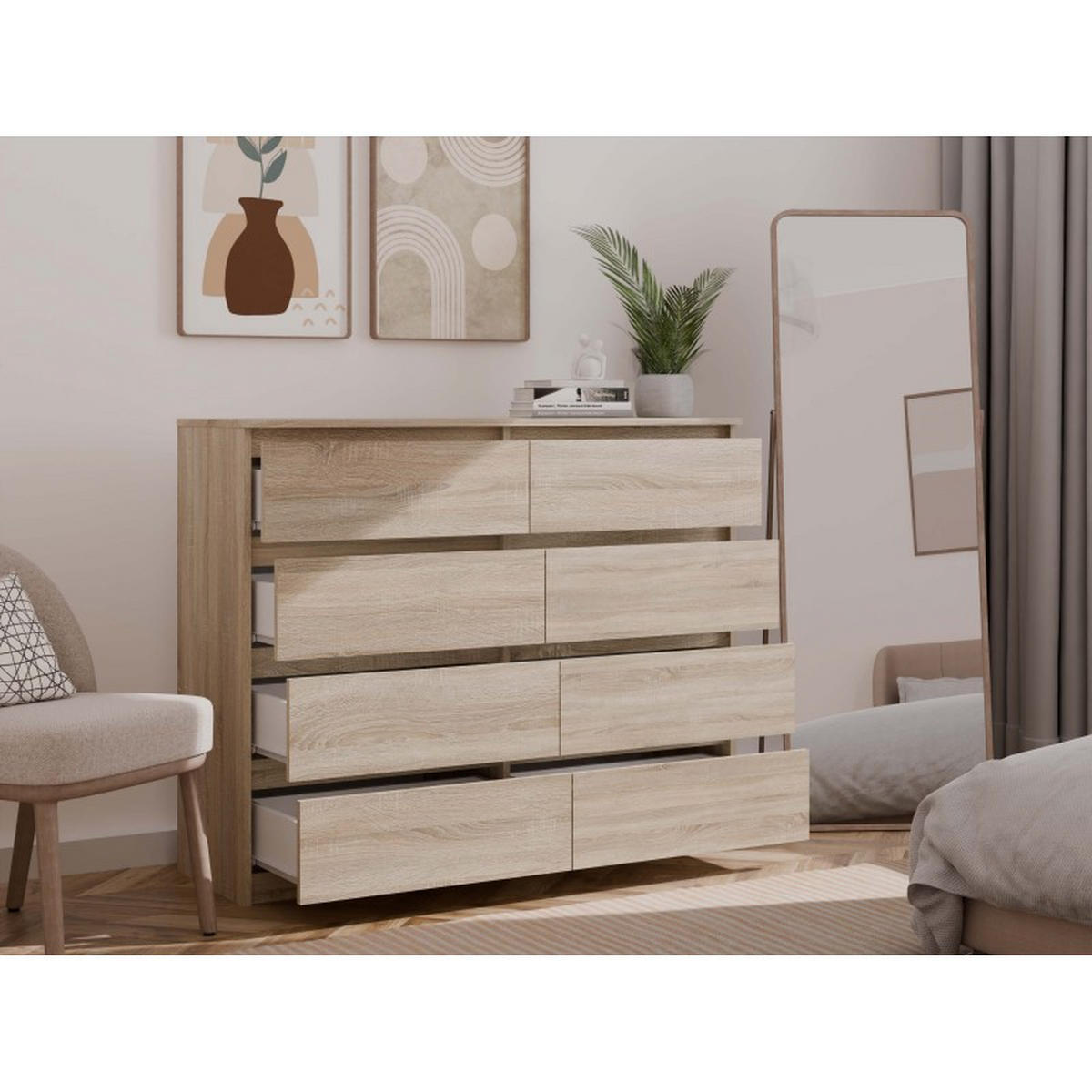 KOMMODE Sonoma Eiche 120/97/40 - Sonoma Eiche, Holzwerkstoff (120/97/40cm) - RAUMHIRSCH FURNITURE