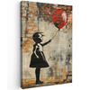 LEINWANDBILD Graffiti - Banksy - Mädchen - Straßenkunst Deko Groß 90x140 cm - Sandfarben, Textil (90/140cm) - MuchoWow
