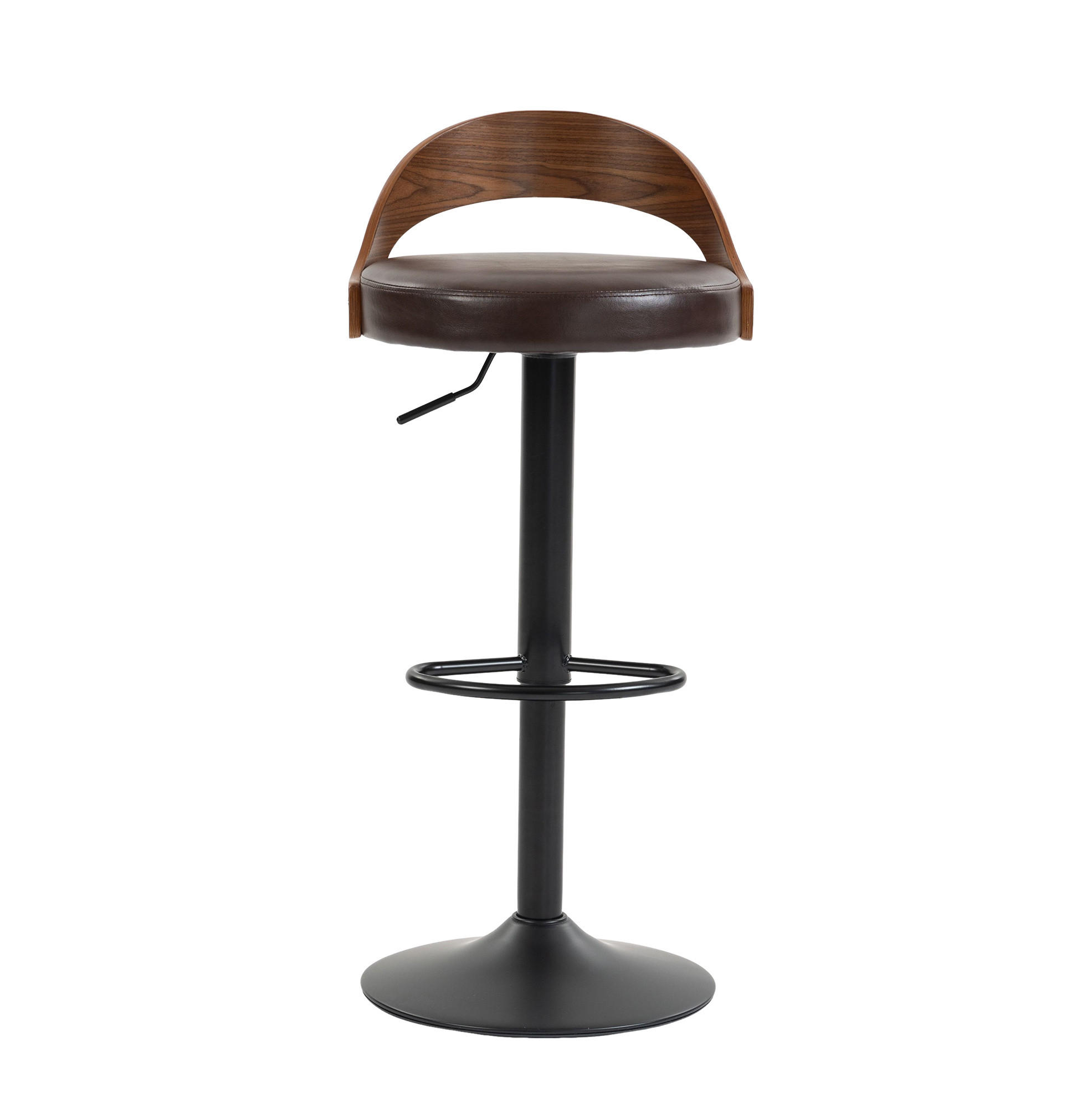 BARHOCKER 2er-Set drehbar höhenverstellbar mit Rückenlehne PU-Leder Braun - Braun, Metall (42/77/42.5cm) - Meubliv