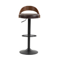 BARHOCKER 2er-Set drehbar höhenverstellbar mit Rückenlehne PU-Leder Braun - Braun, Metall (42/77/42.5cm) - Meubliv