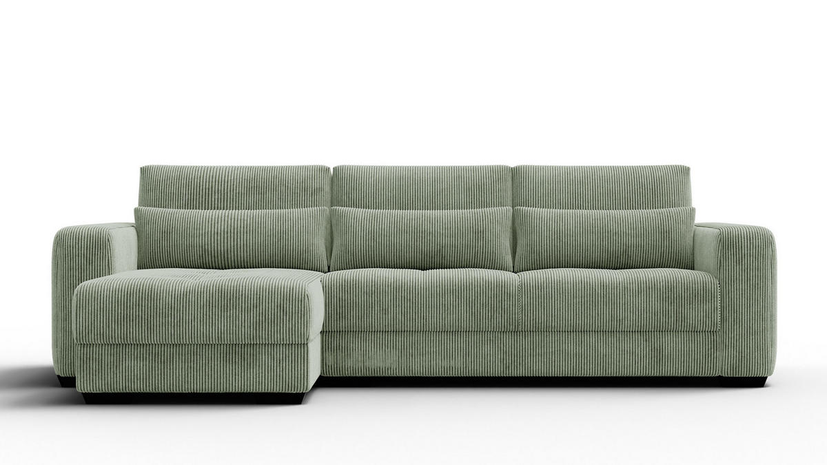 ECKSOFA OLI 4-Sitzer links, salbeigrün - Salbeigrün, Holz/Textil (295/172cm) - Courtois Laville